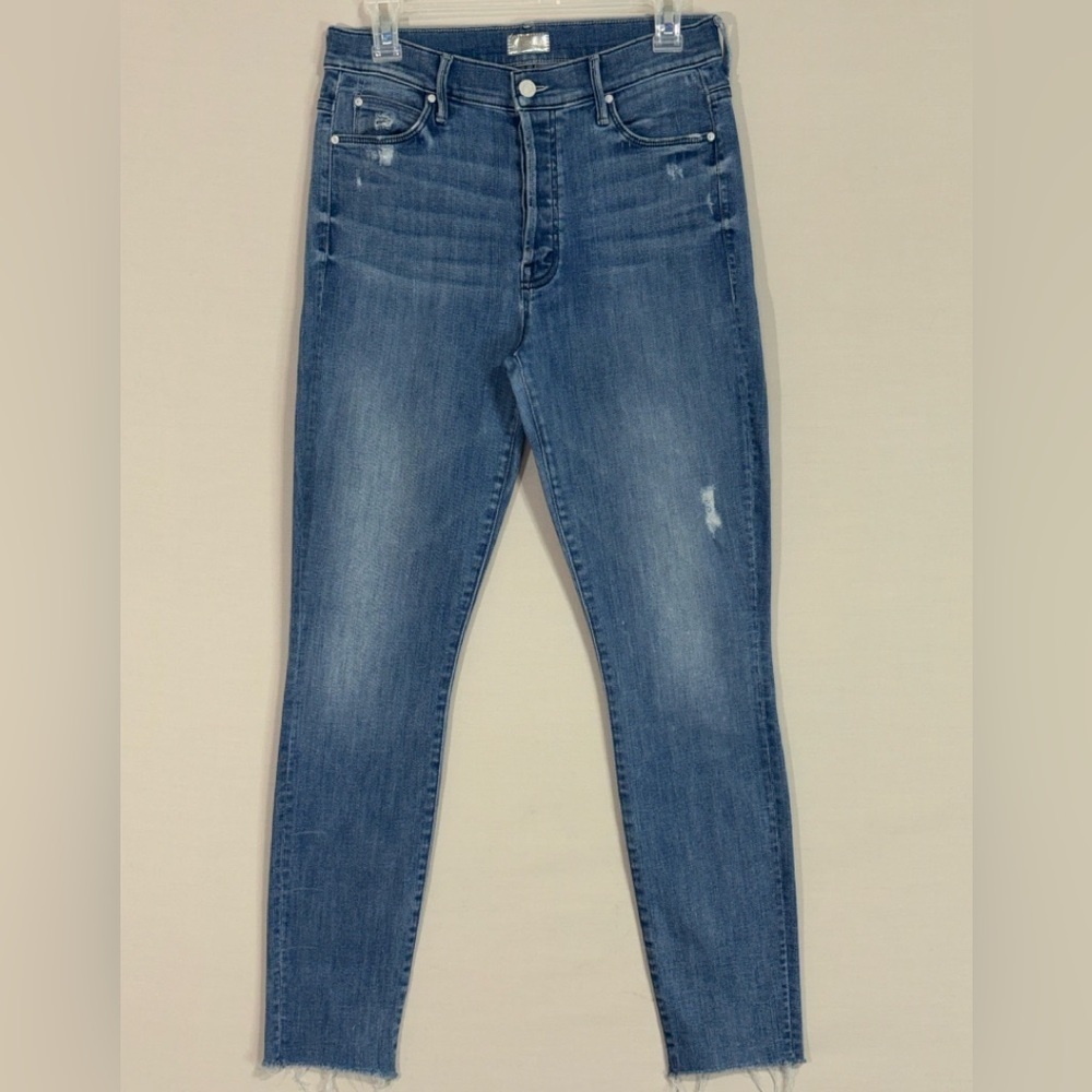 MOTHER The Stunner Ankle Fray Jeans Size 28 Skinny Distressed Raw Hem